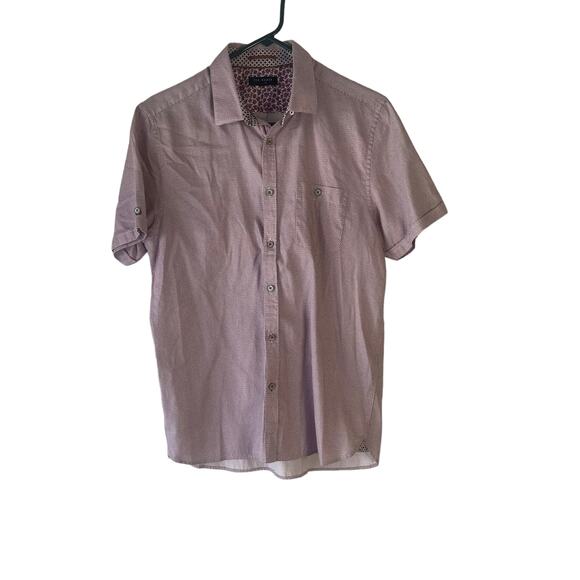 Ted‎ Baker Men's Size 4 Small Red Short Sleeve Button Up Shirt - Picture 1 of 8